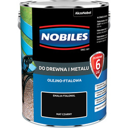 NOBILES Farba olejna ftalowa Ftalonal do drewna metalu CZARNA MAT 5L