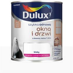 Dulux farba do drewna PCV metalu Szybka Odnowa OKIEN I DRZWI BIAŁA 0,75L