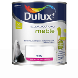 Dulux farba do mebli laminatów PCV metalu Szybka Odnowa MEBLE BIAŁY 0,75L