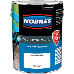 NOBILES Farba olejna ftalowa Ftalonal do drewna metalu beton BIAŁA MAT 5L