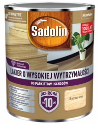 Sadolin Lakier WYSOKA WYTRZYMAŁOŚĆ parkietu schodów BEZBARWNY PÓŁMAT 4,5L